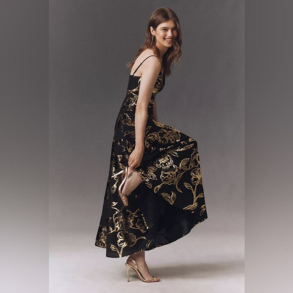 Helsi Edith Metallic Floral Midi Dress S - Picture 5 of 10
